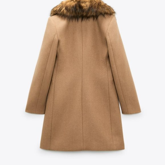 NEW ZARA REMOVABLE FAUX FUR COLLAR COAT TAUPE BROWN - REF. 2179/289 - Picture 10 of 12